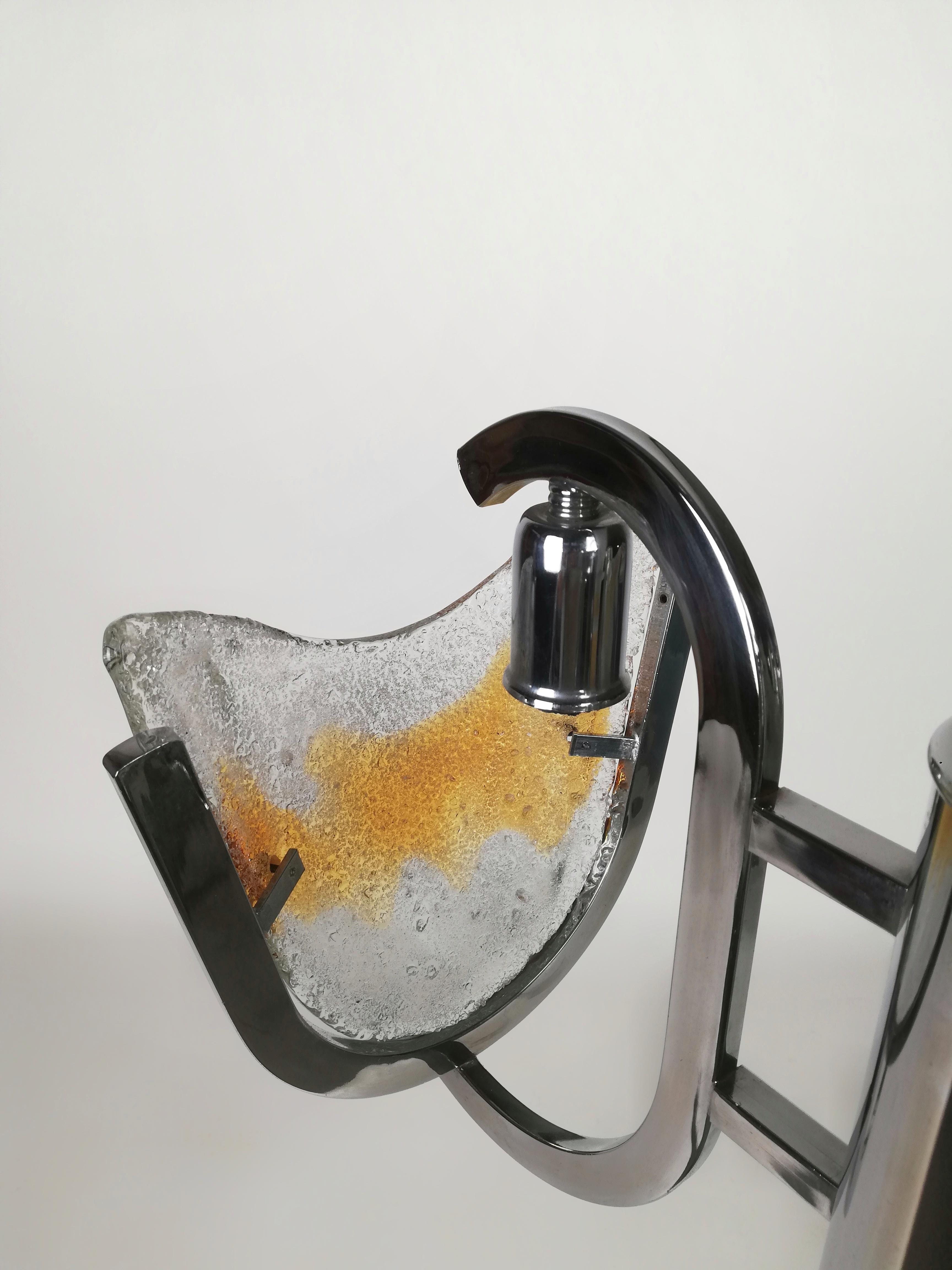 italien Lustre en verre de Murano et chrome dans le style de Mazzega, Italie, 1970 en vente