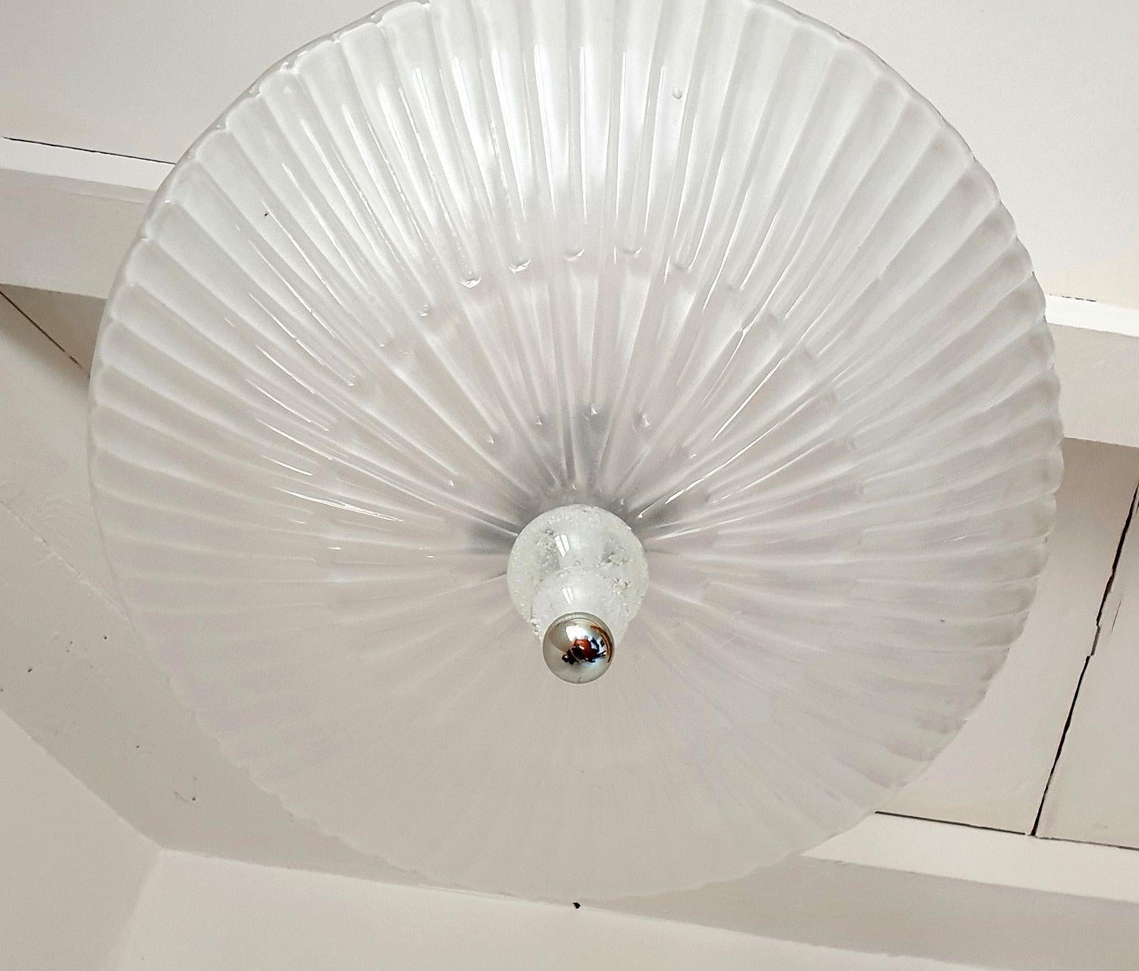 Italian Murano Glass and Chrome Chandelier, Italy 1970s For Sale