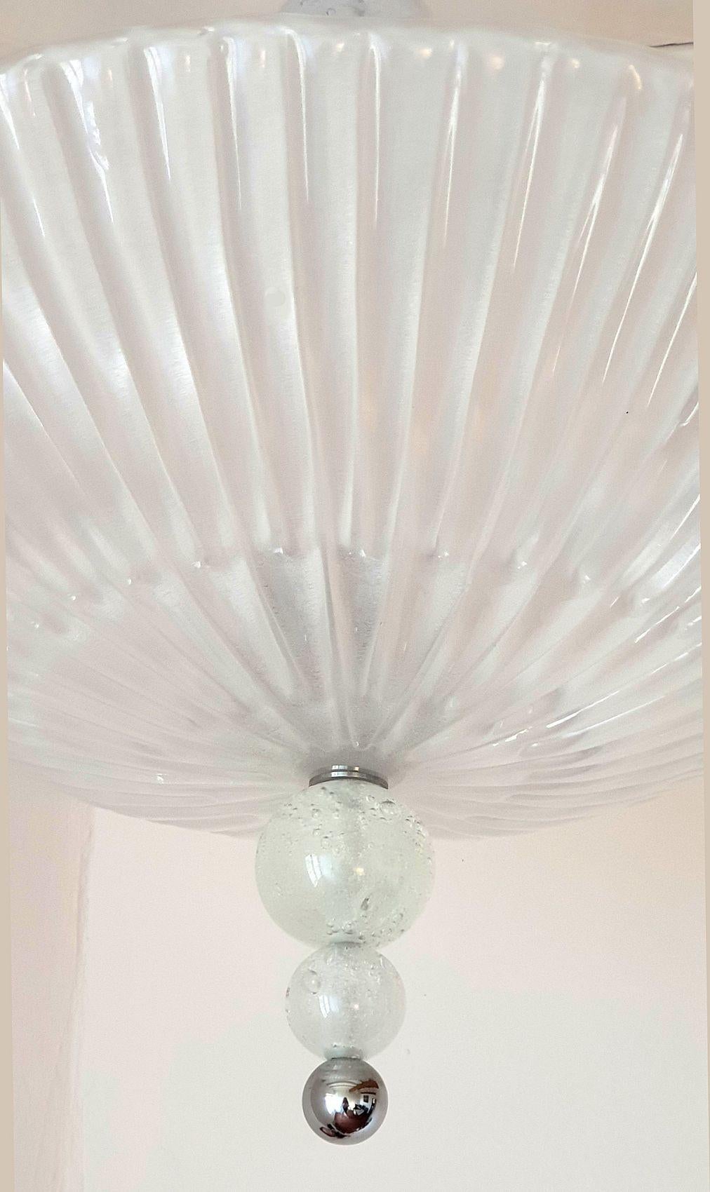Murano Glass and Chrome Chandelier, Italy 1970s In Excellent Condition For Sale In Dallas, TX