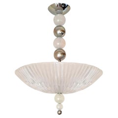 Lampadario in vetro di Murano e cromo, Italia, anni '70