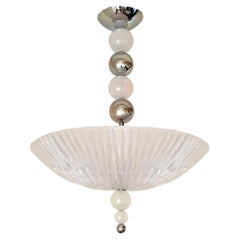 Murano Glass and Chrome Chandelier, Italy 1970s