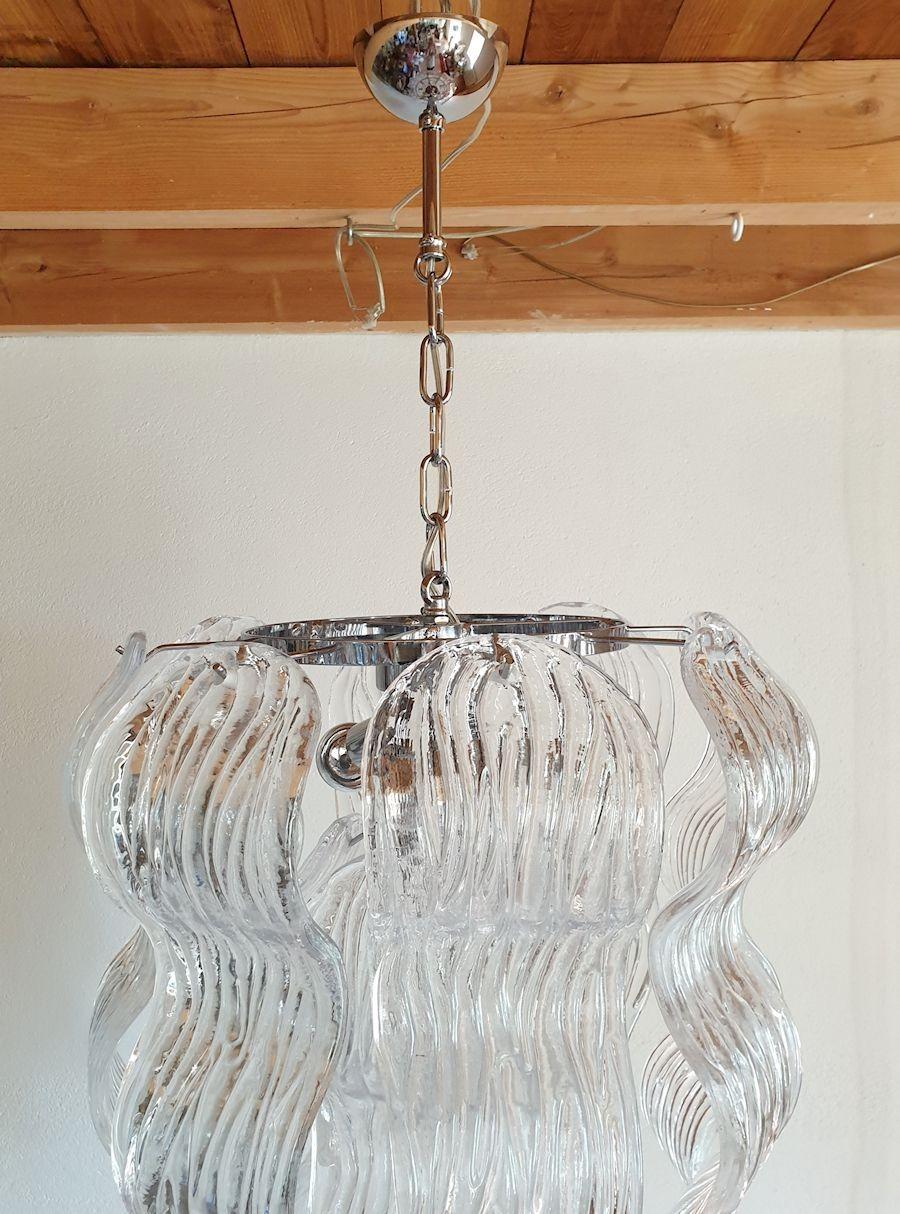Lampadario in vetro di Murano e cromo-Italia in vendita 3