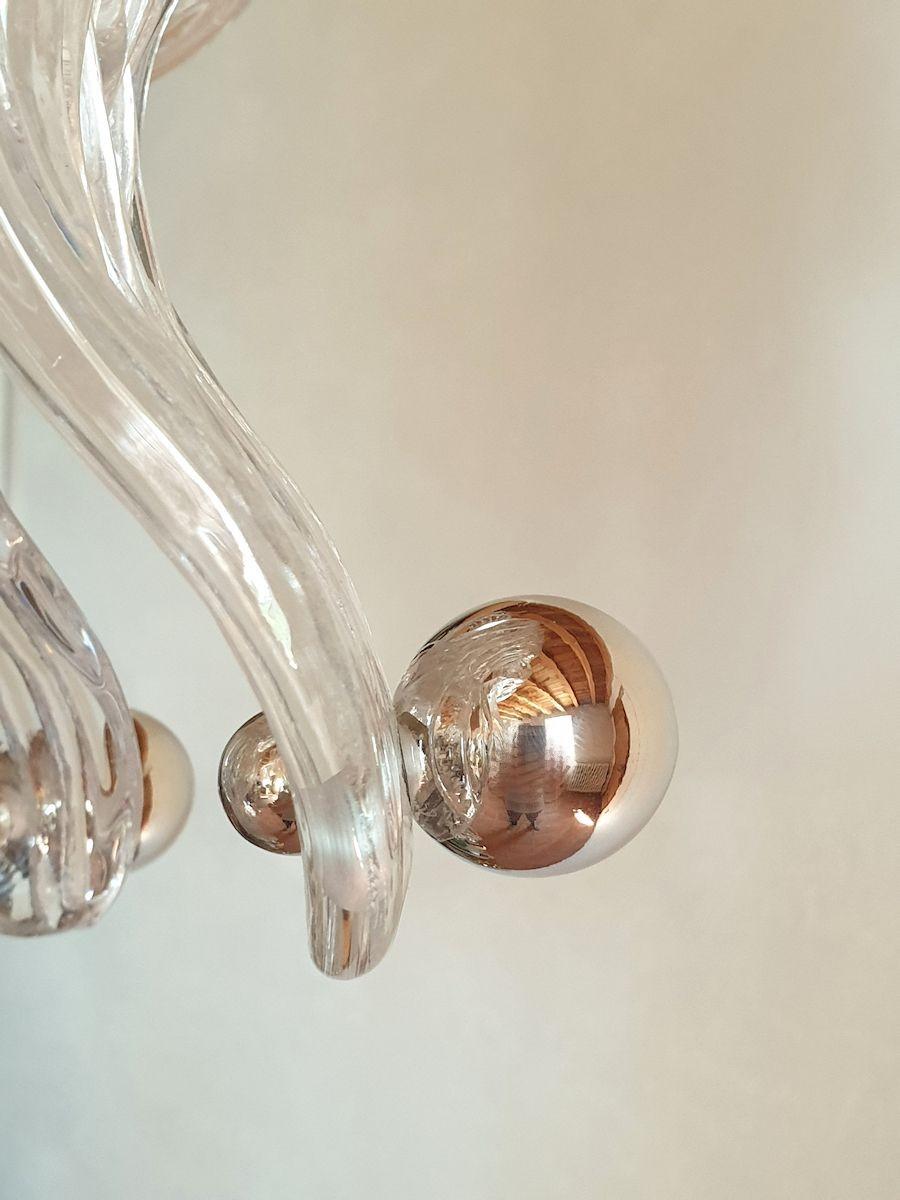 Lampadario in vetro di Murano e cromo-Italia in vendita 2