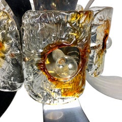 Murano Glass and Chrome Chandelier Pendant by Mazzega, Italy, 1970s