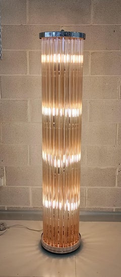 Lampada da terra in vetro di Murano e cromo, 2000