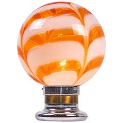 AV Mazzega Table Lamp Orange Murano Glass, Italy, 1970s