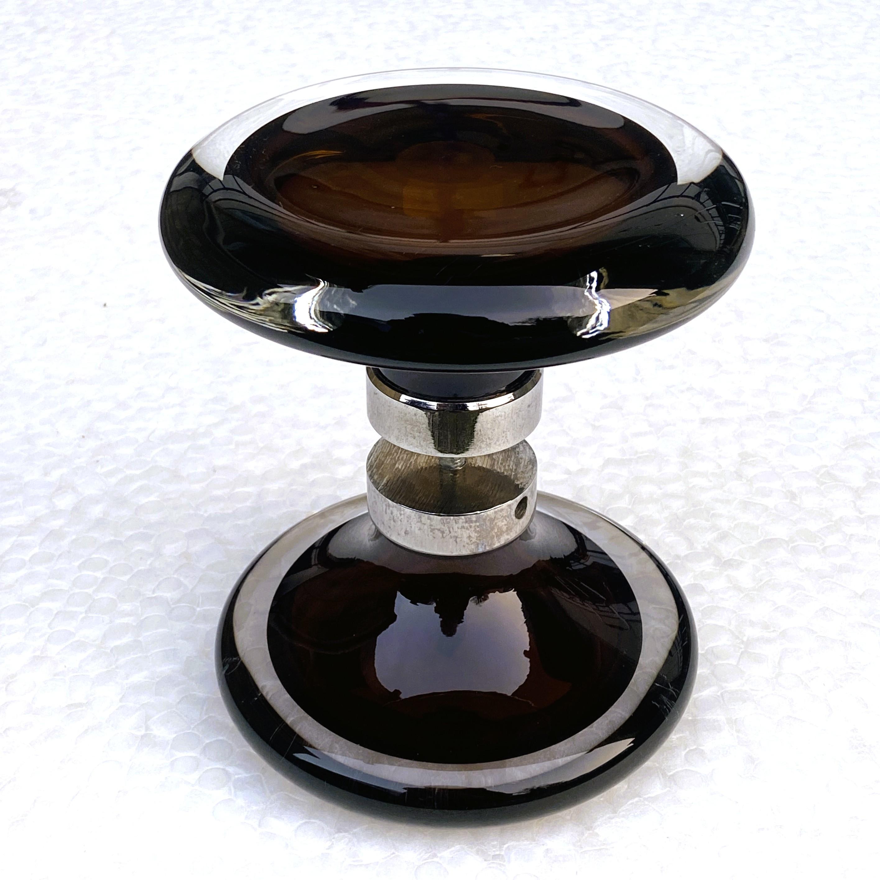 Mid-Century Modern Petites poignées de porte doubles verre de Murano et chrome en vente