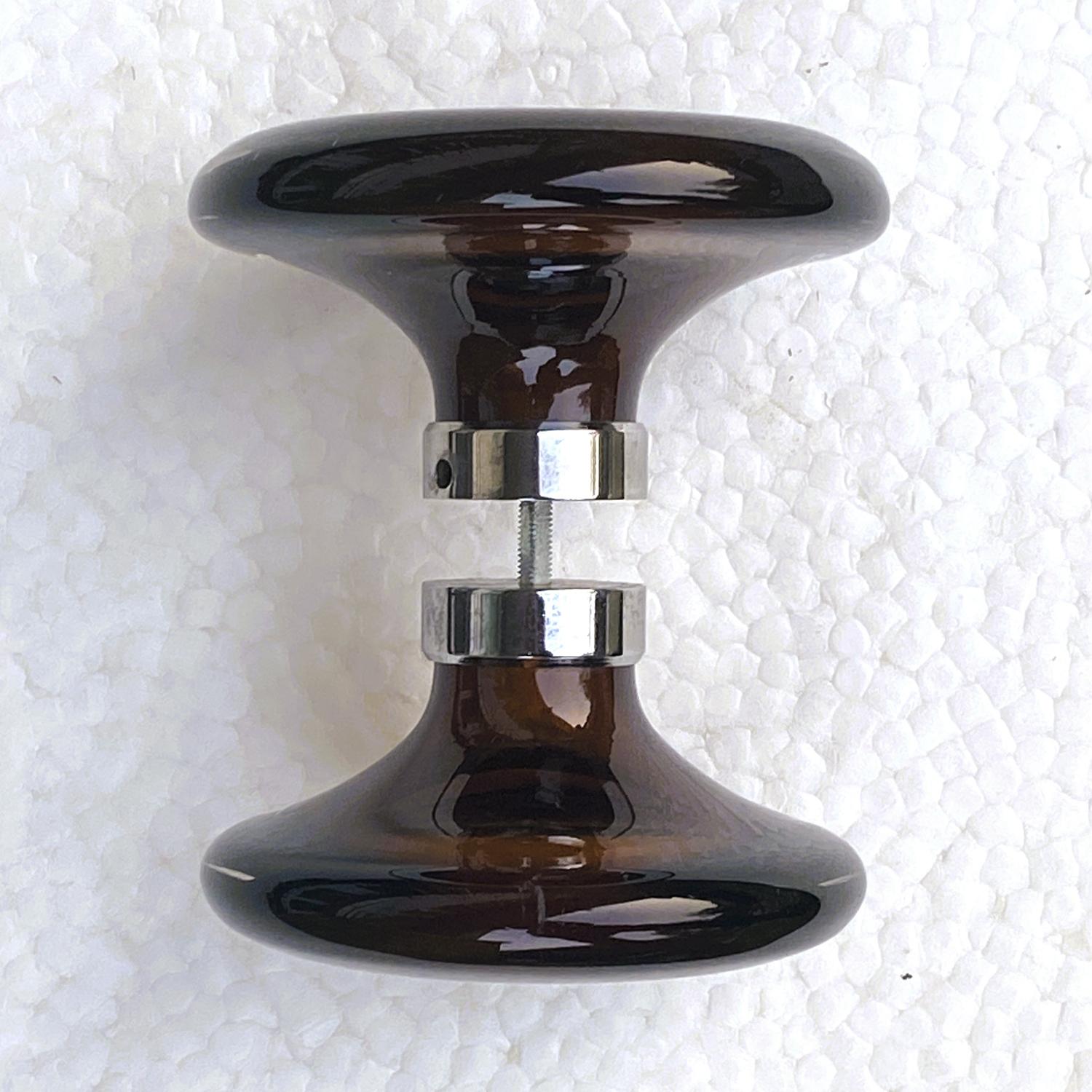 italien Petites poignées de porte doubles verre de Murano et chrome en vente