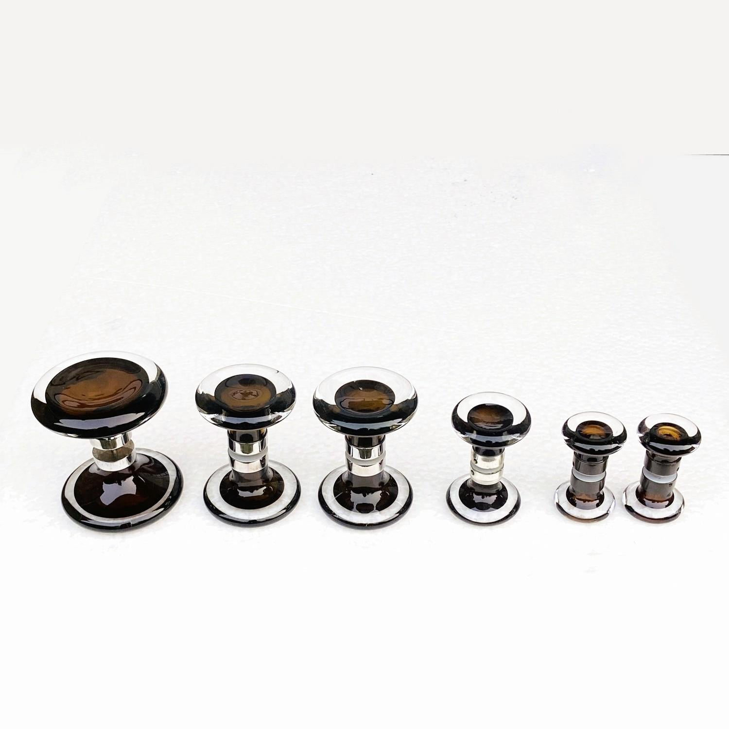 Fin du 20e siècle Petites poignées de porte doubles verre de Murano et chrome en vente