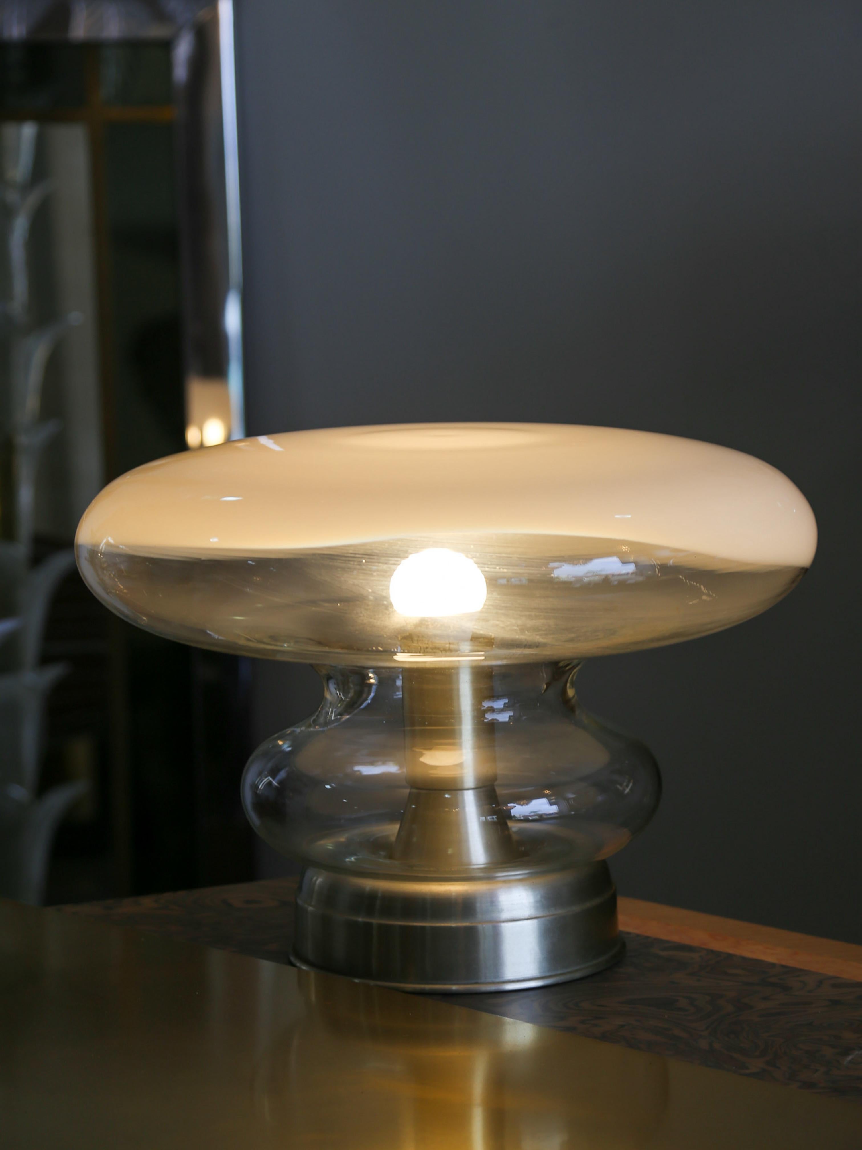 Lámpara de mesa de cristal de Murano y cromo de Roberto Pamio en Bueno estado para la venta en Byron Bay, NSW