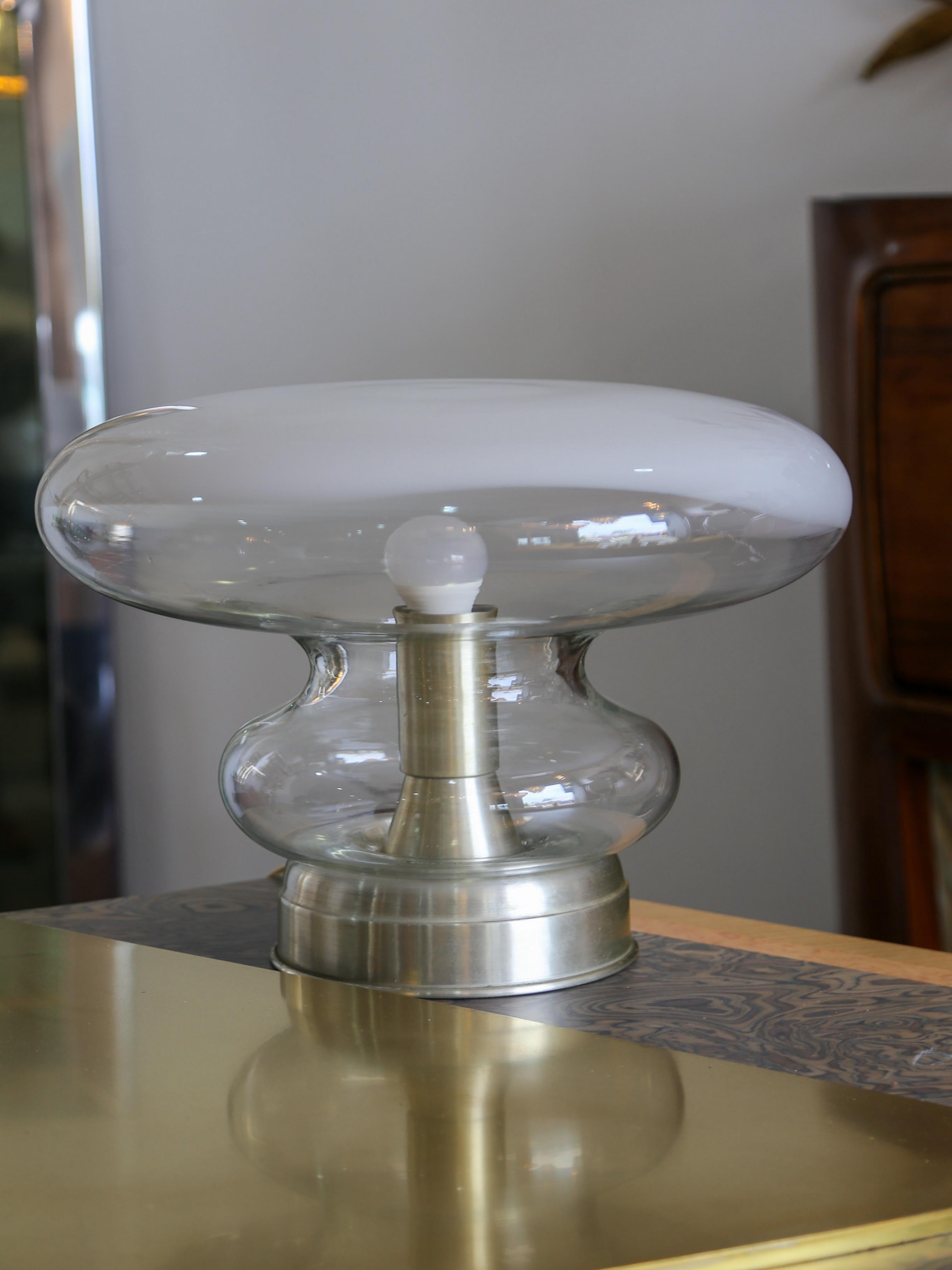 Lámpara de mesa de cristal de Murano y cromo de Roberto Pamio Cristal de Murano en venta