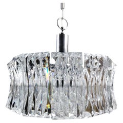 1960s Paolo Venini attributable Murano Glass and Chrome Three-Light Chandelier