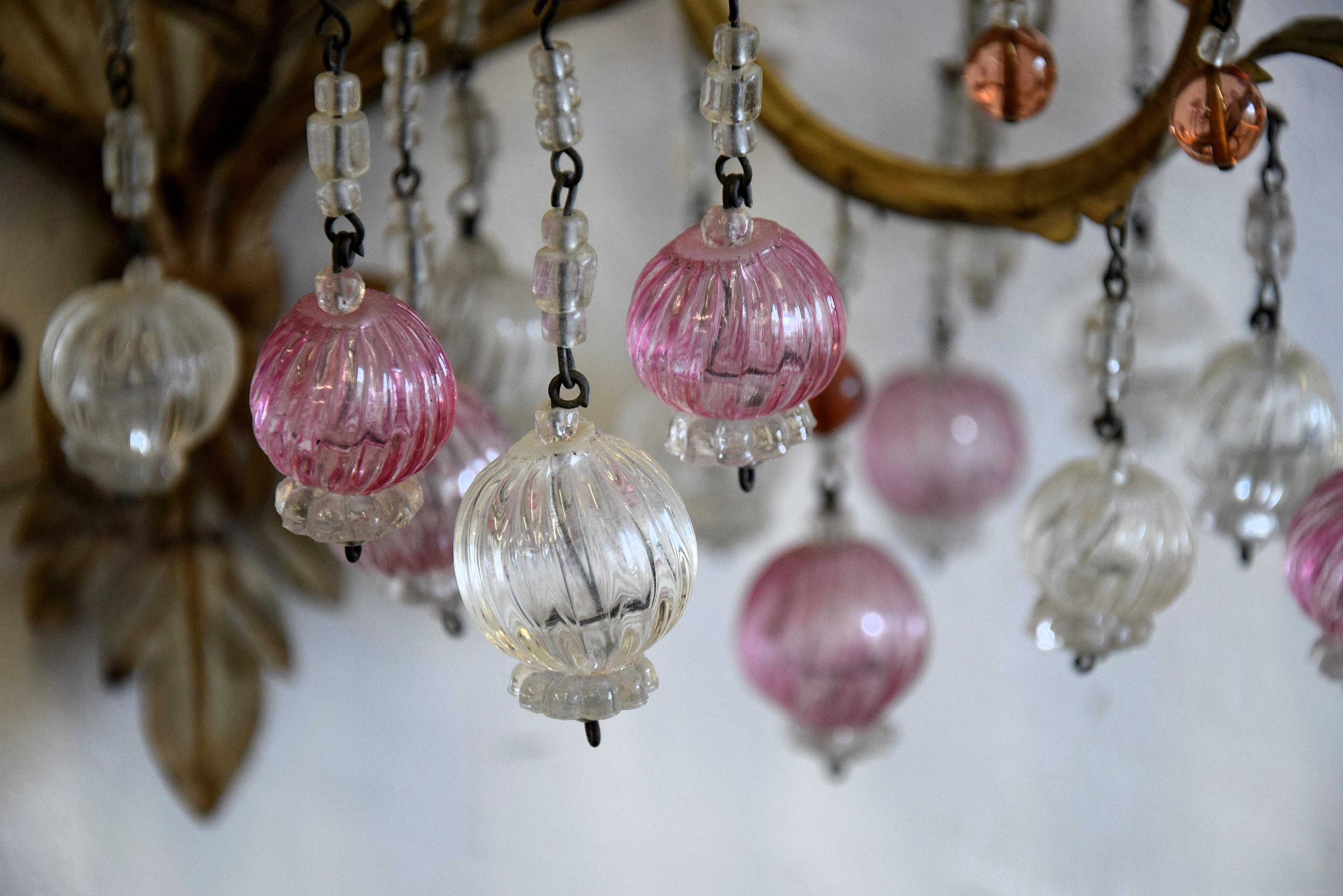 Portavelas de pared Belle Epoque de cristal de Murano y hierro en venta 5