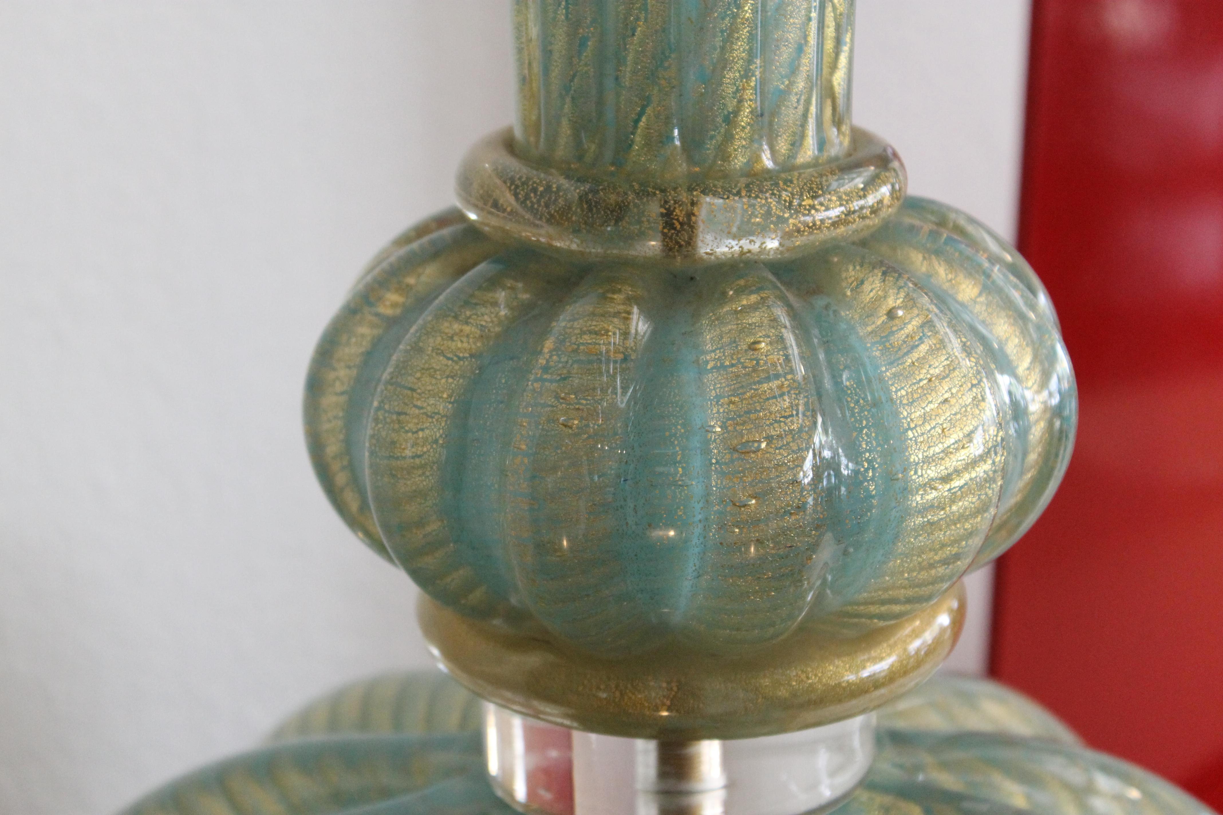 Art Glass Murano Glass and Lucite Table Lamp Attrib. to Barovier & Toso For Sale