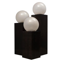 Lampada da terra di metà secolo in vetro di Murano e legno di Macassar, 1970