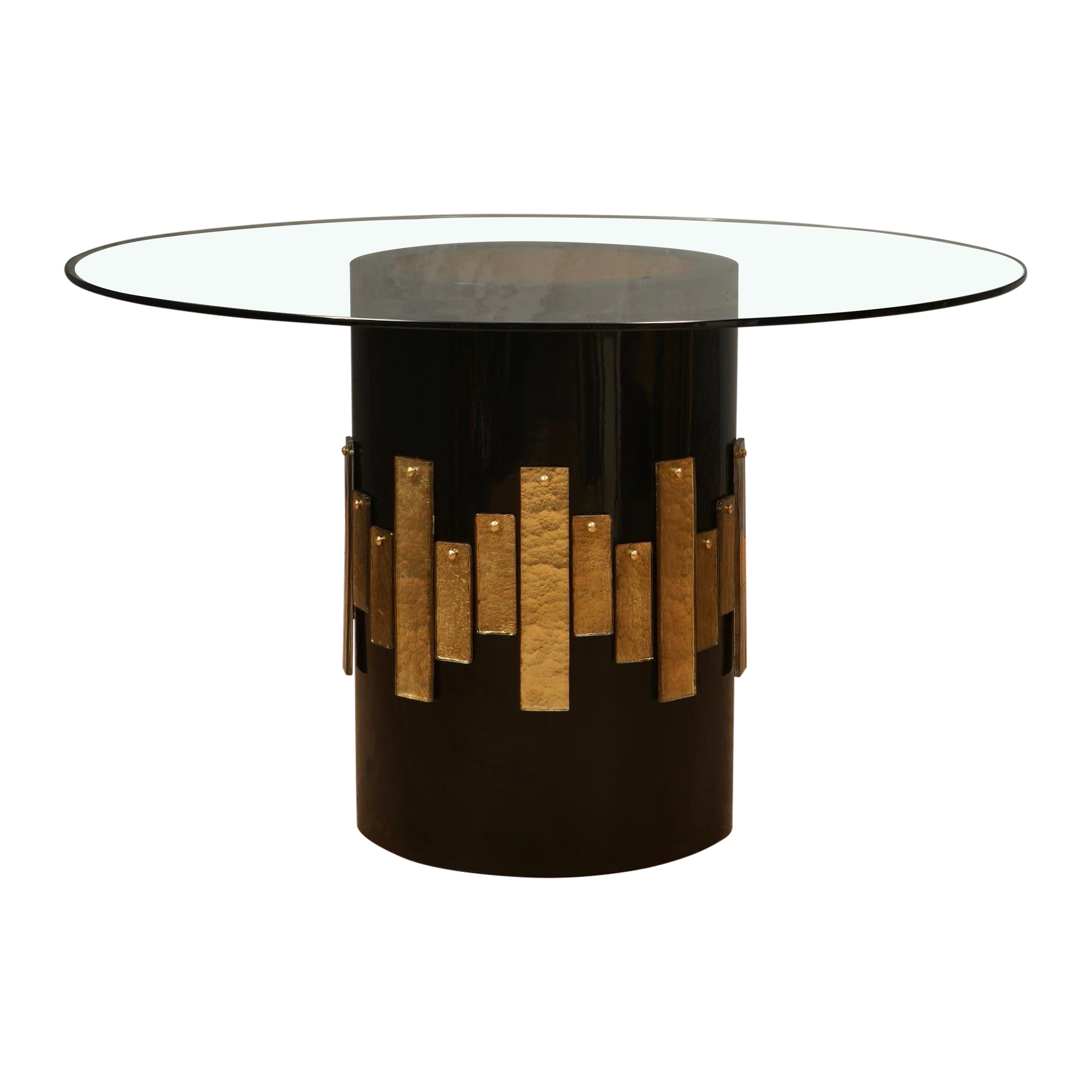 Mesa central redonda de cristal de Murano y madera de arce, 1980 en venta