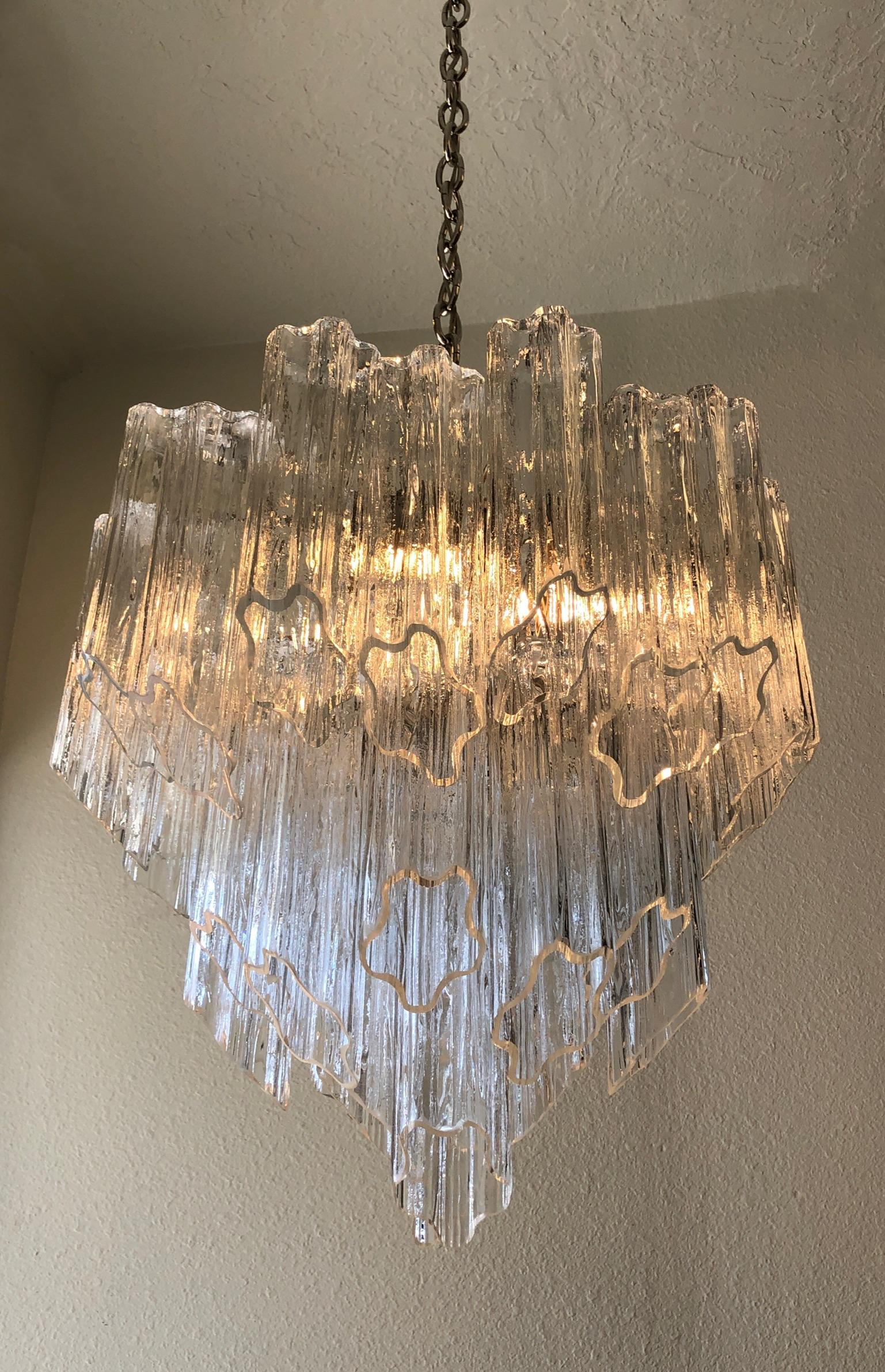 Italian Murano Glass and Nickel Chandelier