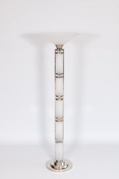 Murano Glass and Polished Nickel Column Floor Lamp by Giovanni Dalla Fina, 1990s