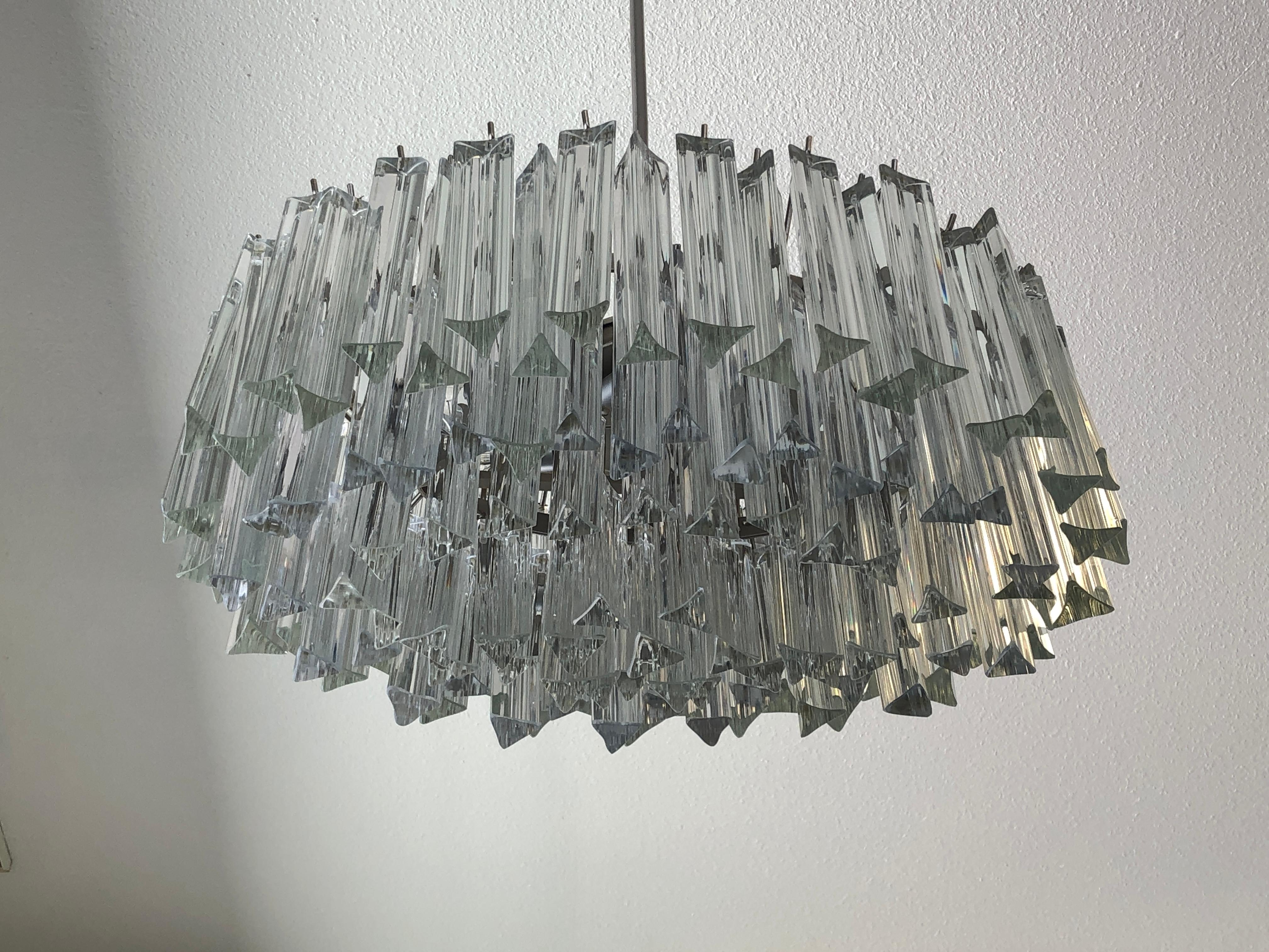 Murano Glass and Stainless Steel Oval Chandelier by Venini 3