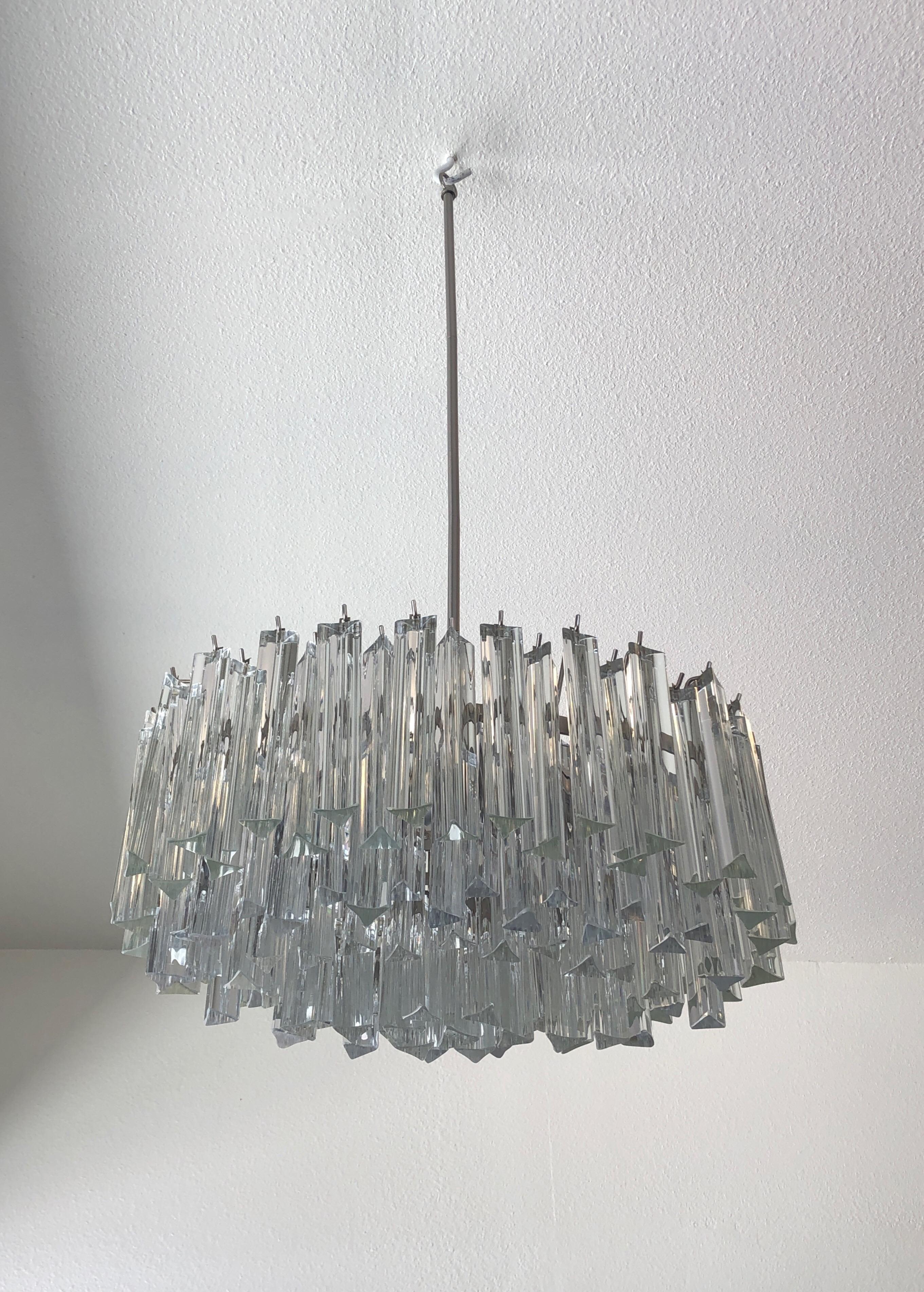 Murano Glass and Stainless Steel Oval Chandelier by Venini 1
