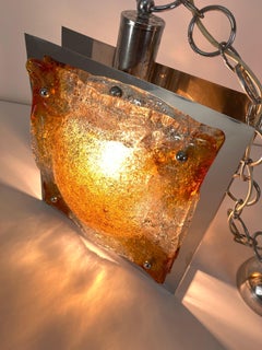 Murano Glass and Steel Chandelier attributed to Toni Zuccheri for Mazzega, 1960s