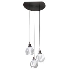 Murano Glass and Varnished Metal 3-Light Pendant by Toni Zuccheri for Venini