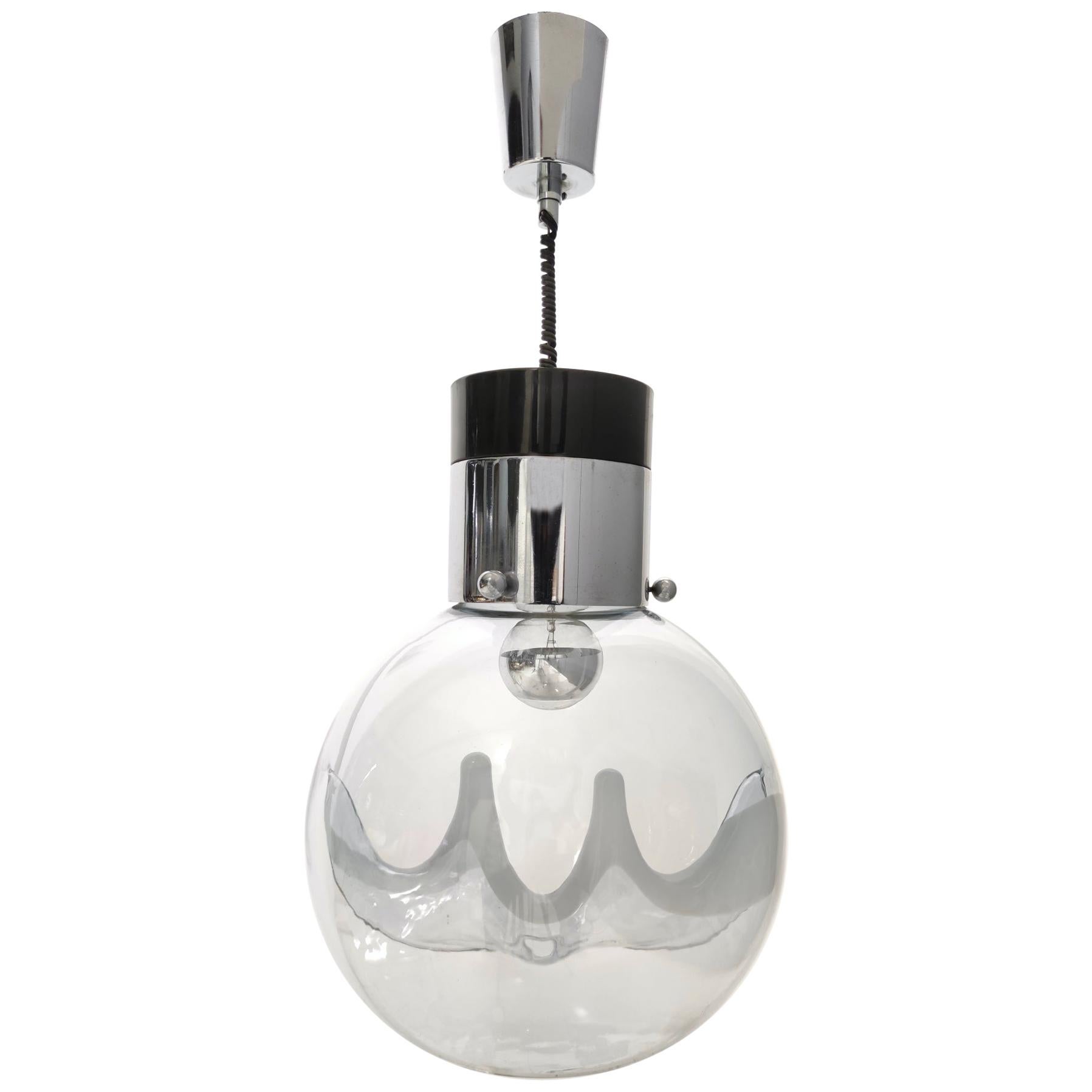 White Varnished Metal Chandelier with Lampshades, Italy, 1980s