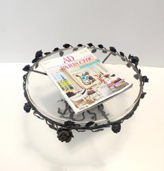 Murano Glass and Wrought Iron Cake Stand attr. to Vittorio Zecchin, Italy