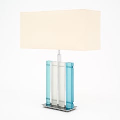 Murano Glass Aqua and Chrome “Tormalina” Slab Lamps