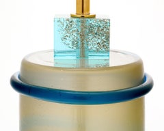 Murano Glass Aqua Blue and Gold Table Lamps