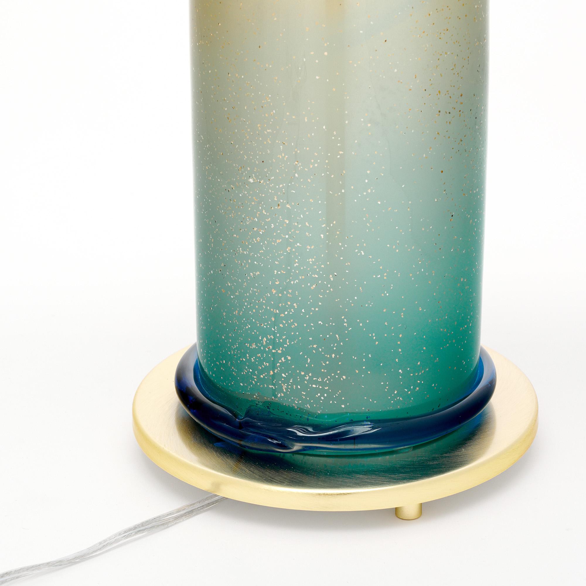 Murano Glass Aqua Blue and Gold Table Lamps For Sale 3