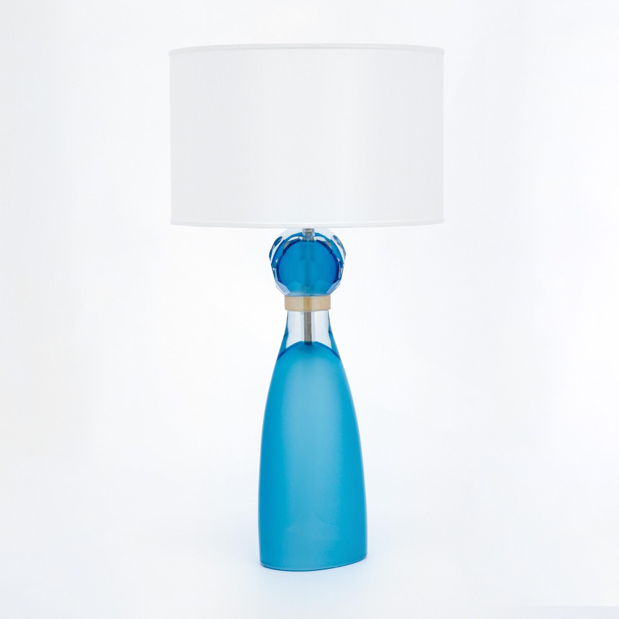 Contemporary Murano Glass Aqua Blue Lamps For Sale