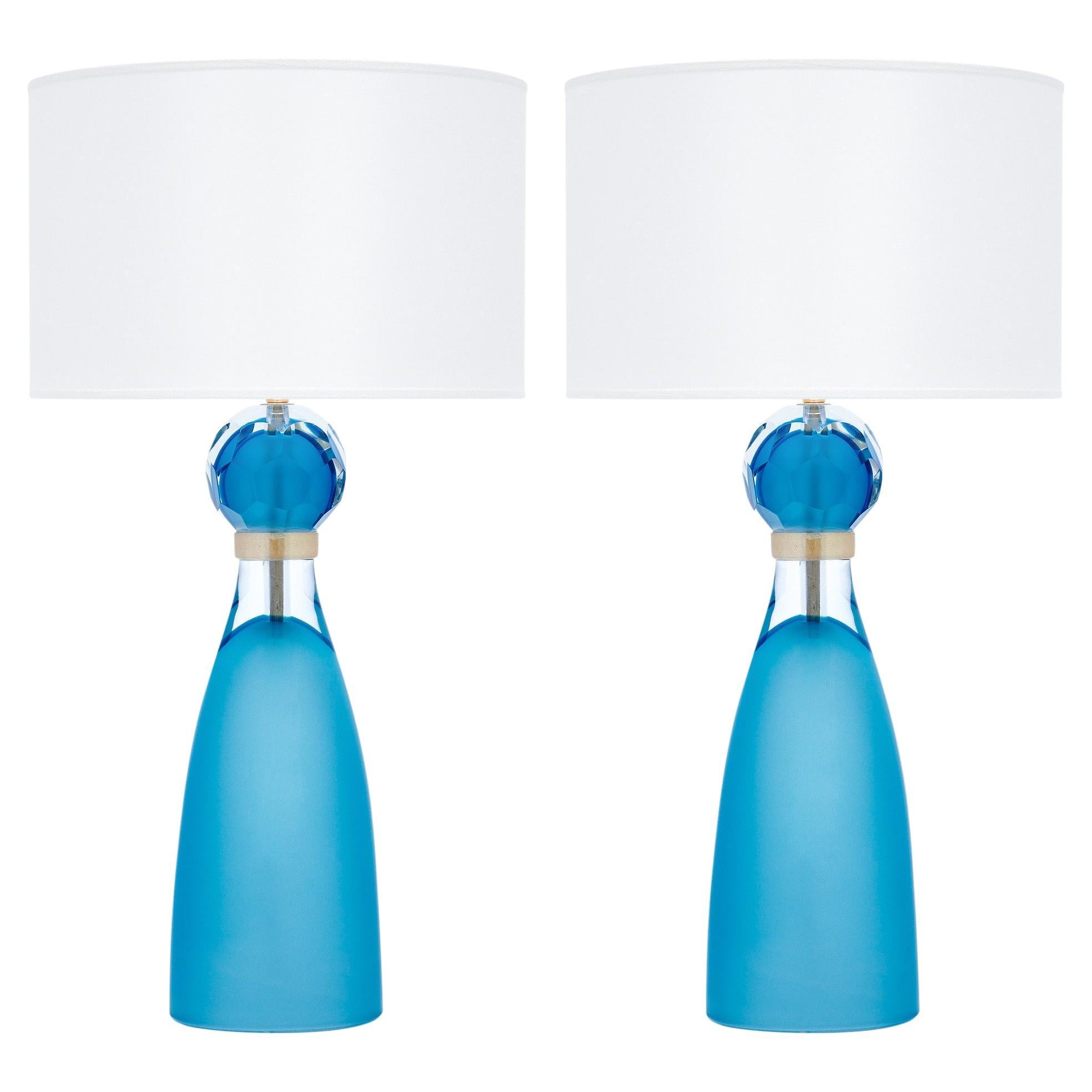 Murano Glass Aqua Blue Lamps