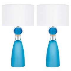 Murano Glass Aqua Blue Lamps