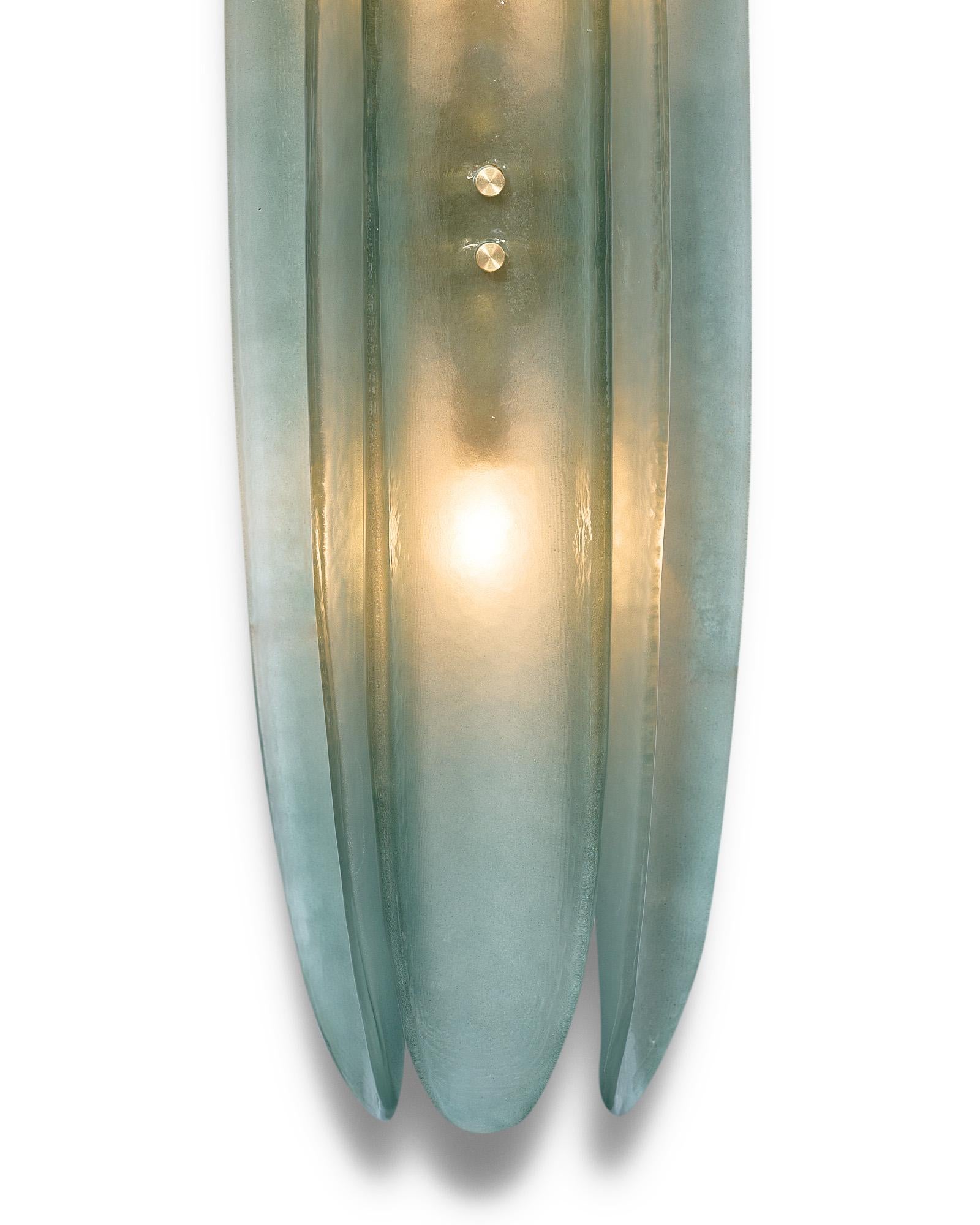 Modern Murano Glass Aqua Paneled Sconces For Sale