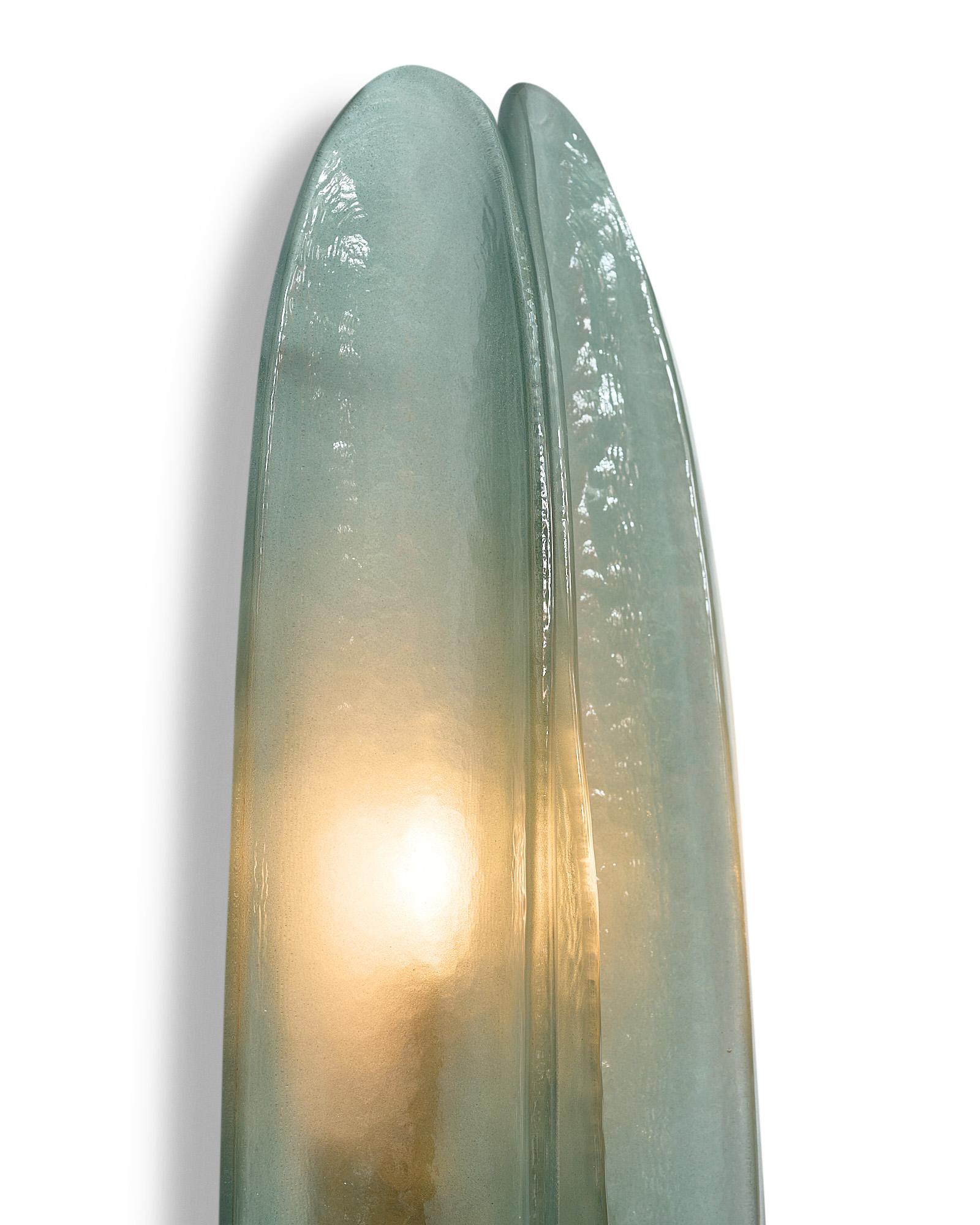 Murano Glass Aqua Paneled Sconces For Sale 1