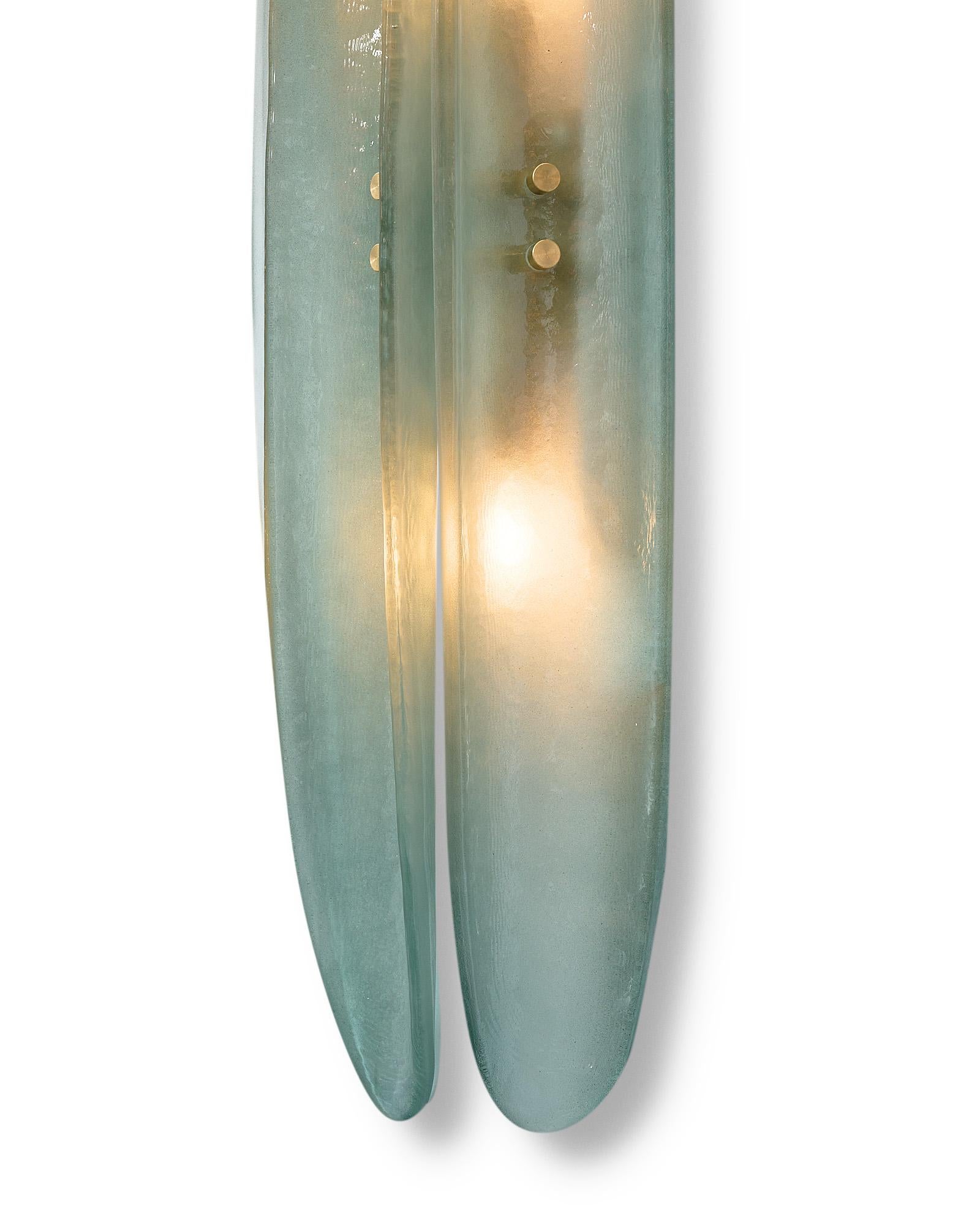 Murano Glass Aqua Paneled Sconces For Sale 3