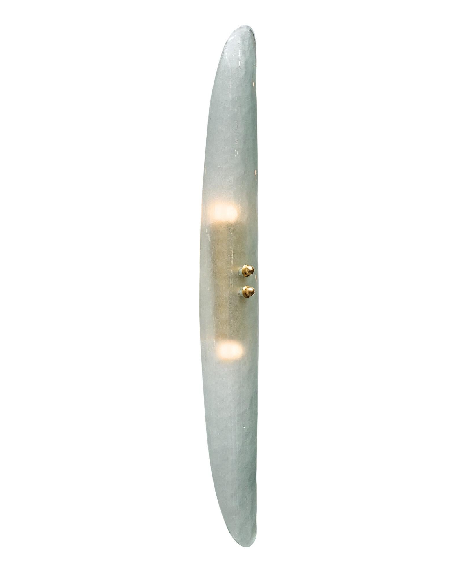 Apliques de un solo panel de cristal de Murano Aqua Italiano en venta