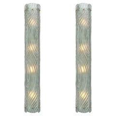 Murano Glass Aqua Textured Sconces, Modern Design, Italy, New Wiring