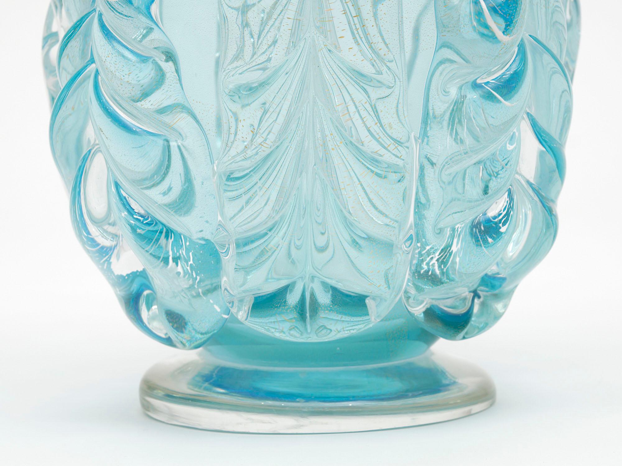 Murano Glass Aqua Vase For Sale 1