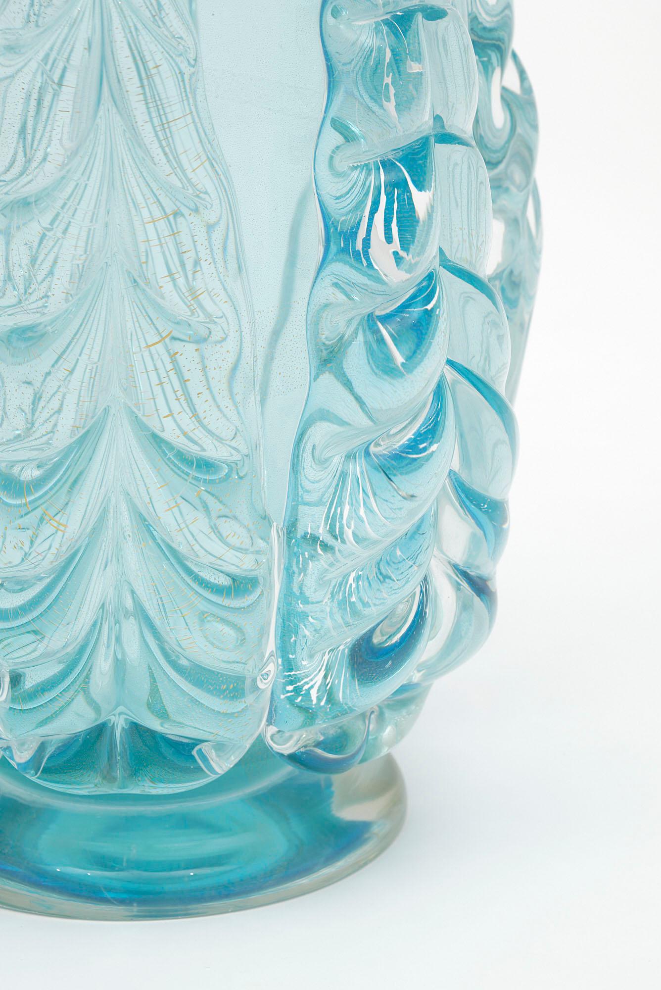 Murano Glass Aqua Vase For Sale 3