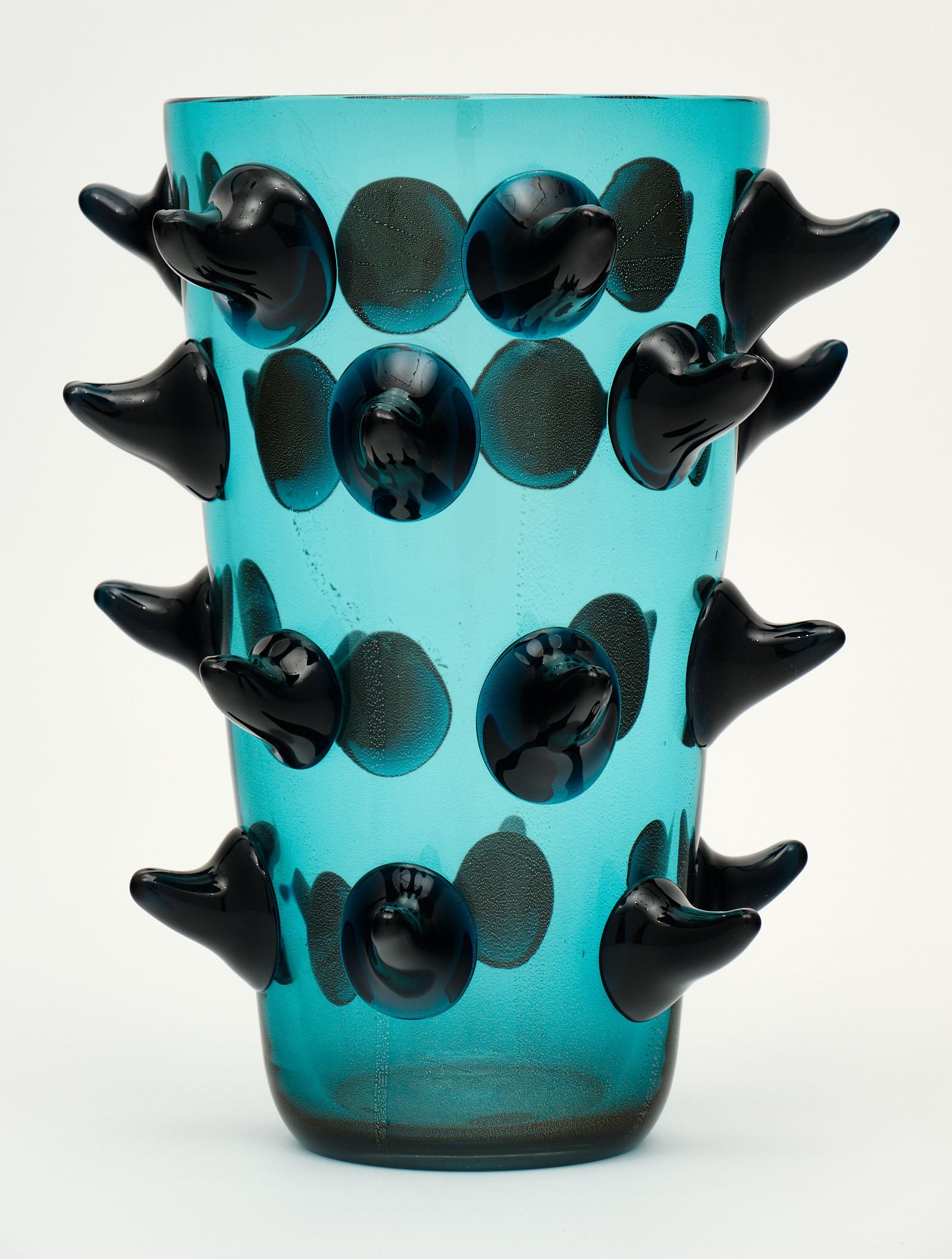 Contemporary Murano Glass Aqua Vases by Costantini