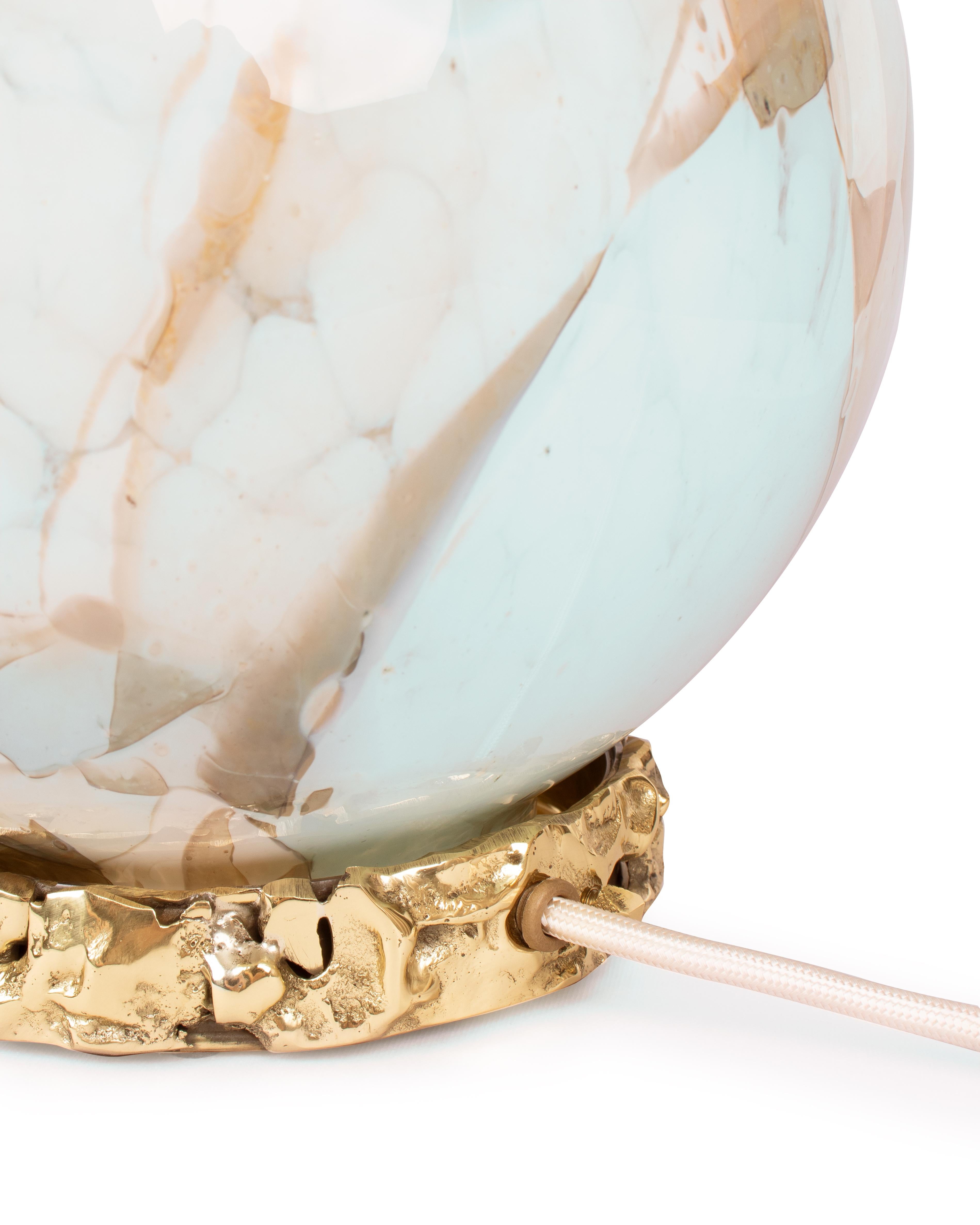 italien Lampe couronne aigue-marine en verre de Murano par Stories Of Italy en vente