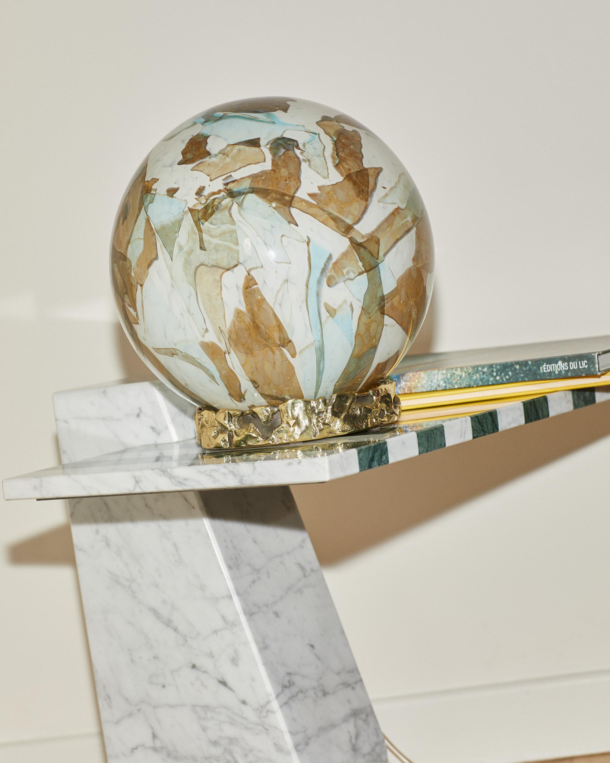 Fait main Lampe couronne aigue-marine en verre de Murano par Stories Of Italy en vente