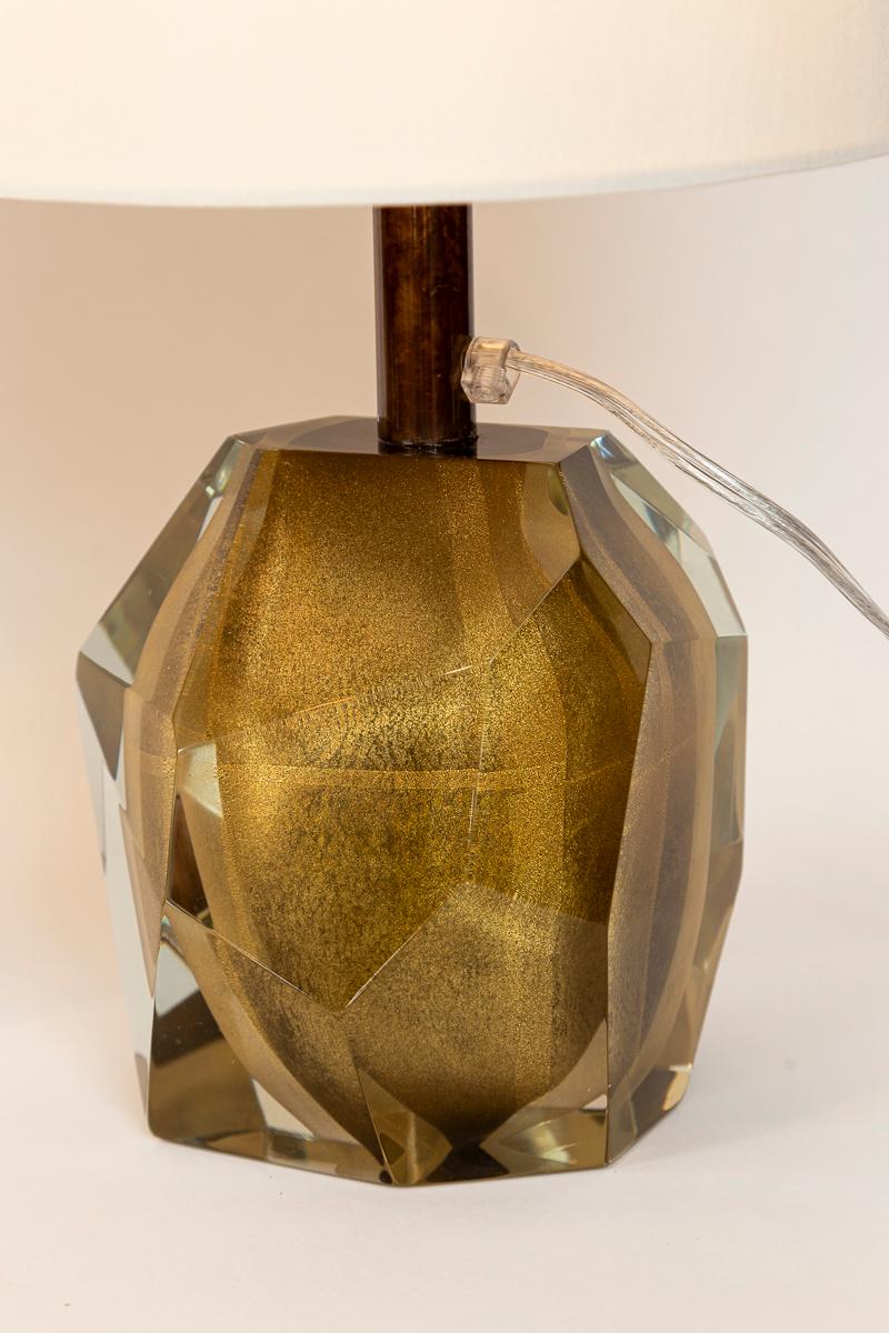 Modern Murano Glass Bronze Rock Lamps, Contemporary