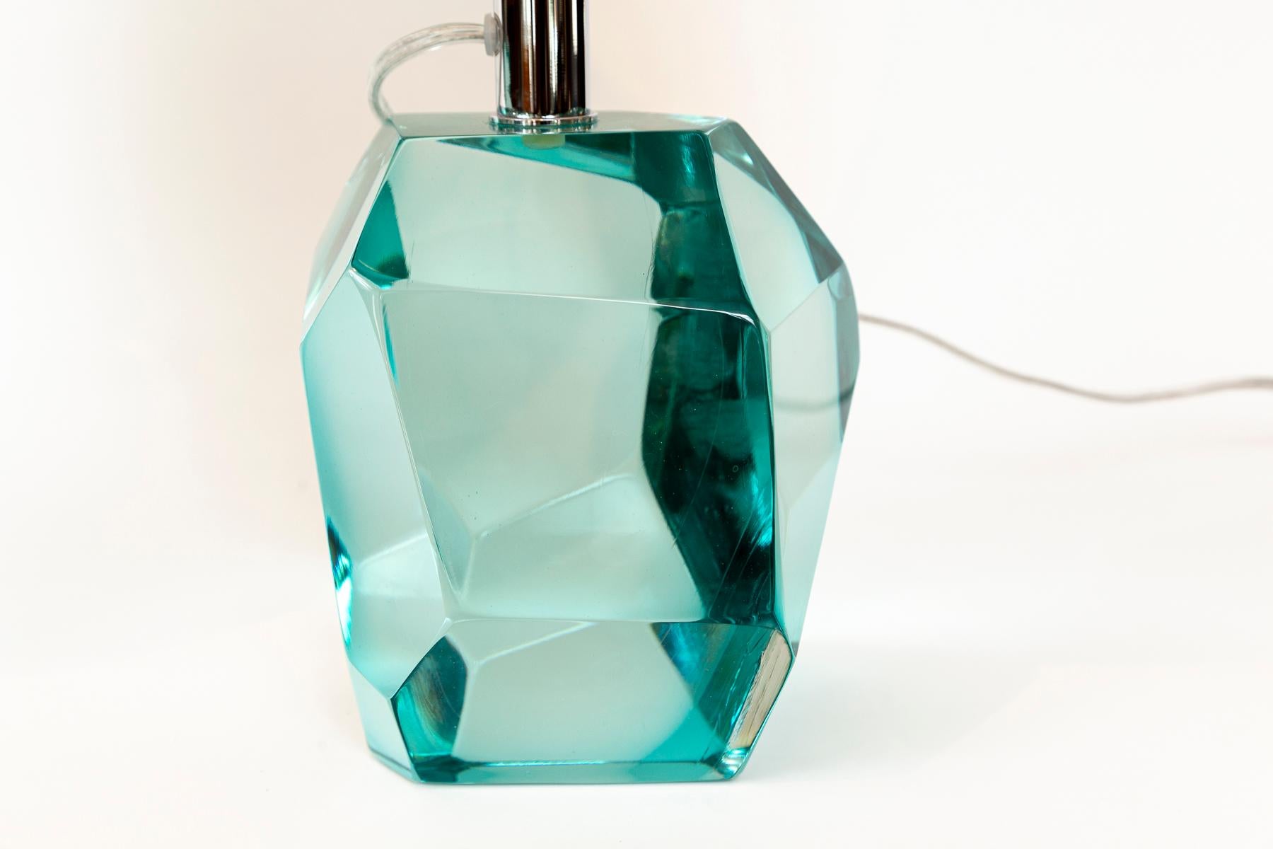Murano Glass Aquamarine Rock Lamps, Contemporary For Sale 2
