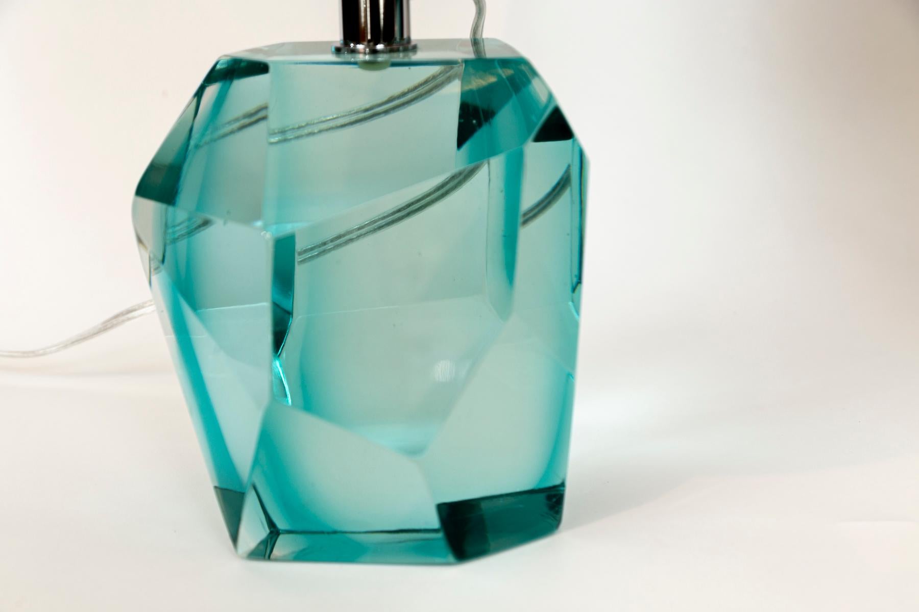 Murano Glass Aquamarine Rock Lamps, Contemporary For Sale 3