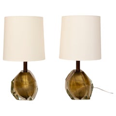 Murano Glass Bronze Rock Lamps, Contemporary