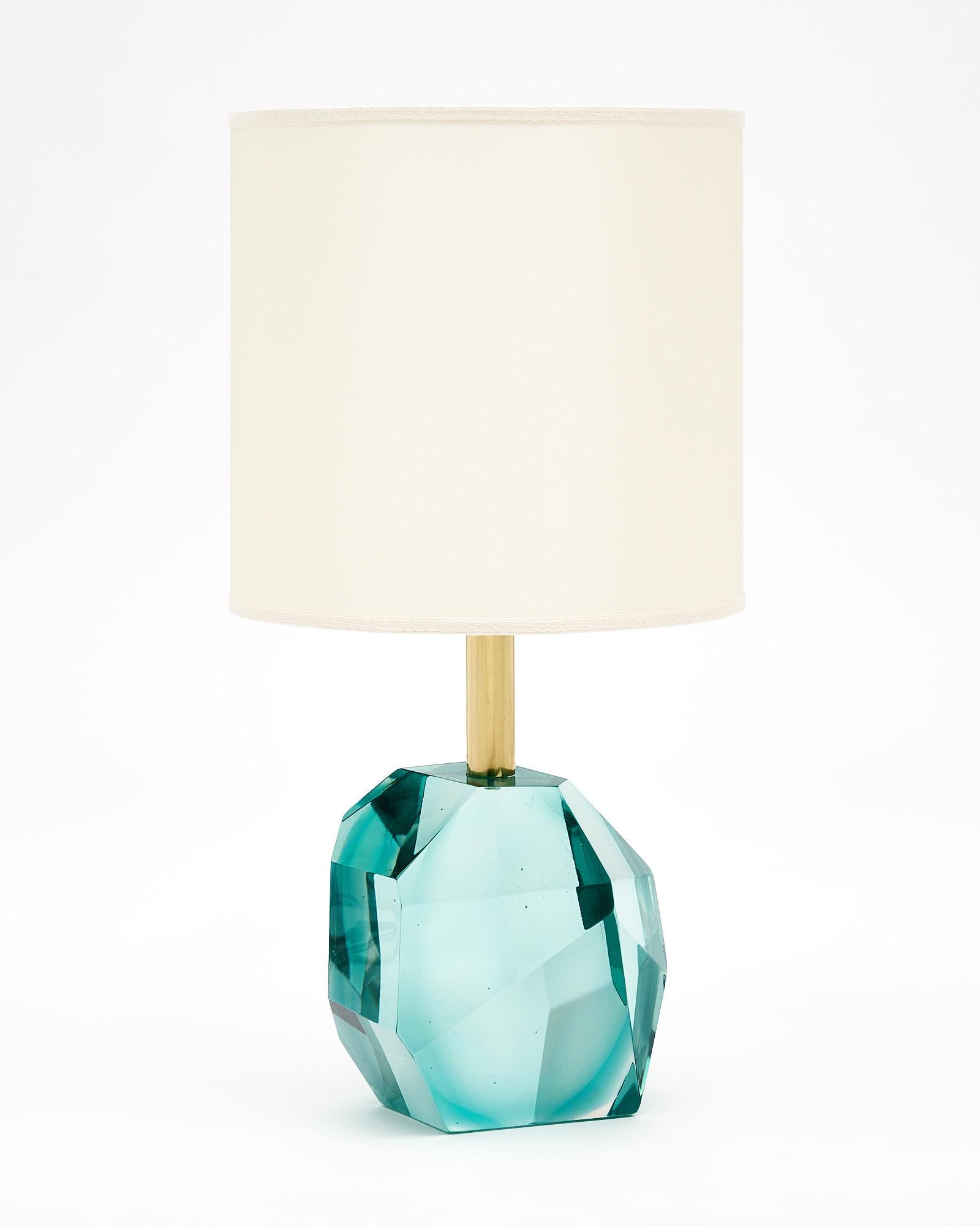 Murano Glass Aquamarine Rock Lamps For Sale 2
