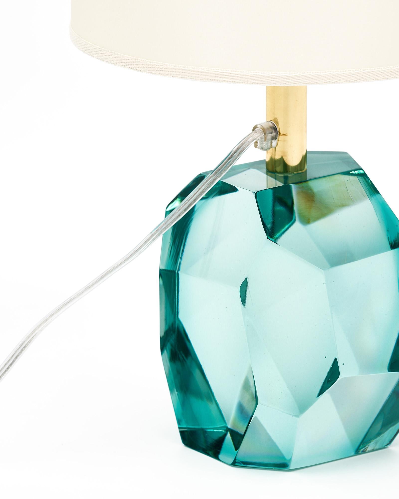 Murano Glass Aquamarine Rock Lamps For Sale 3